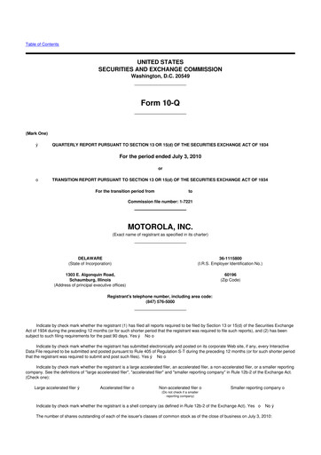 Thumbnail Motorola Solutions
 10-Q Quarterly Report FY2010 