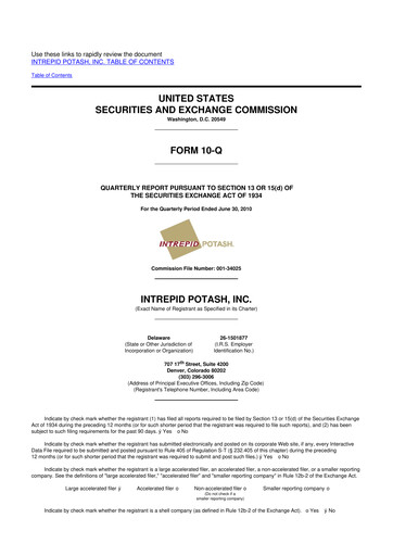 Thumbnail Intrepid Potash
 10-Q Quarterly Report FY2010 