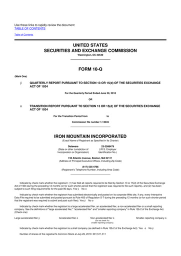 Thumbnail Iron Mountain 10-Q Quarterly Report FY2010 