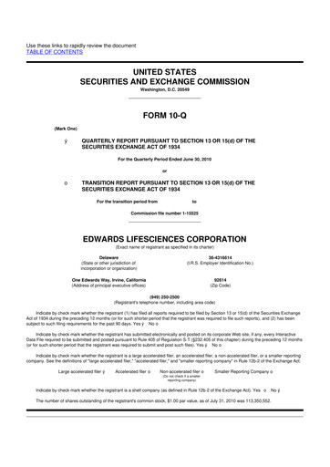 Thumbnail Edwards Lifesciences 10-Q Quarterly Report FY2010 