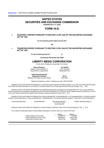 Vorschaubild QVC Group 10-Q Quartalsbericht 2010 