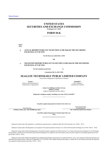 Thumbnail Seagate Technology 10-K Annual Report 