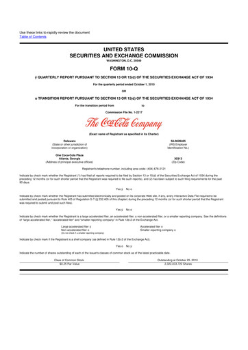 Vorschaubild Coca-Cola 10-Q Quartalsbericht 2010 