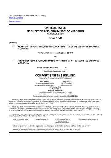 Thumbnail Comfort Systems USA 10-Q Quarterly Report FY 