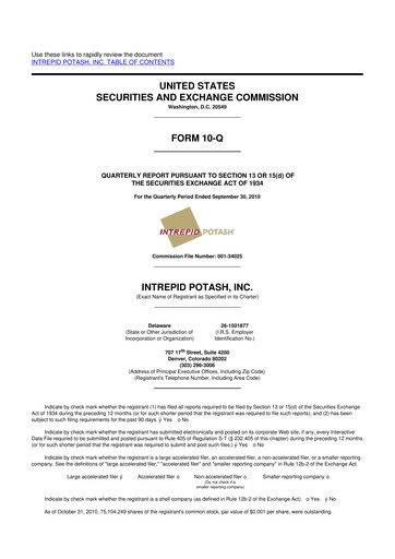 Thumbnail Intrepid Potash
 10-Q Quarterly Report FY2010 