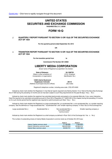 Vorschaubild QVC Group 10-Q Quartalsbericht 2010 