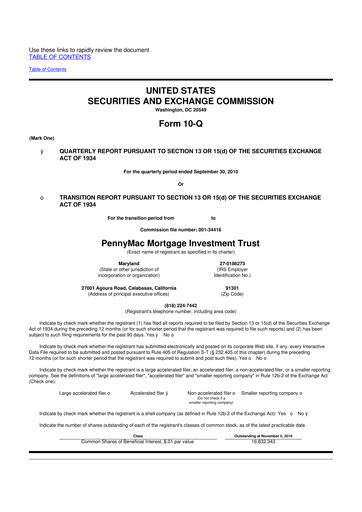 Thumbnail PennyMac Mortgage Investment Trust 10-Q Quarterly Report FY 