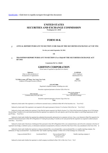 Thumbnail Griffon Corporation
 10-K Annual Report 