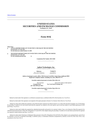Thumbnail Agilent Technologies 10-K Annual Report 2010