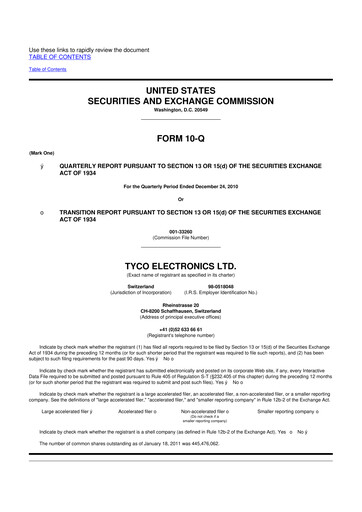 Thumbnail TE Connectivity
 10-Q Quarterly Report FY2011 