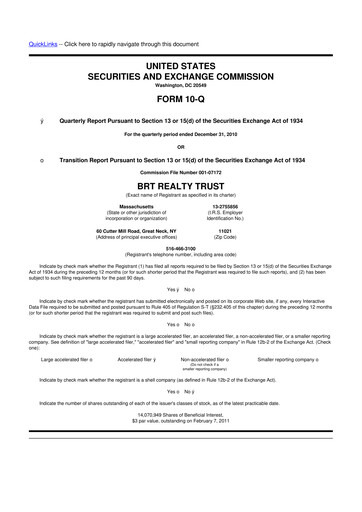 Thumbnail BRT Apartments 10-Q Quarterly Report FY 