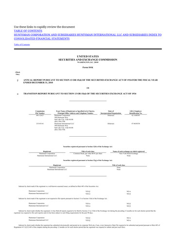 Thumbnail Huntsman Corporation
 10-K Annual Report 2010