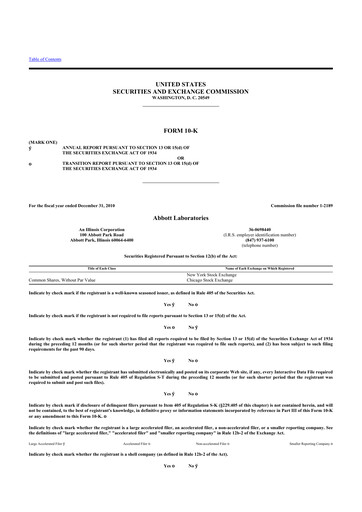 Thumbnail Abbott Laboratories 10-K Annual Report 2010