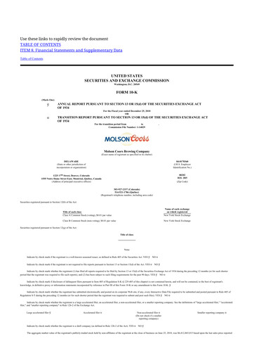 Thumbnail Molson Coors 10-K Annual Report 2010