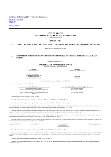 Thumbnail Service Properties Trust 10-K Annual Report 2010