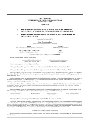 Thumbnail Steel Dynamics
 10-K Annual Report 2010