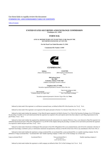 Thumbnail Cummins
 10-K Annual Report 2010