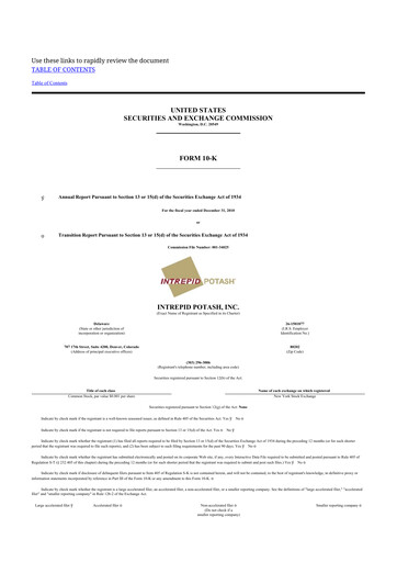 Thumbnail Intrepid Potash
 10-K Annual Report 2010