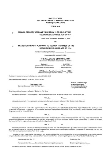 Vorschaubild Allstate 10-K Jahresbericht 2010