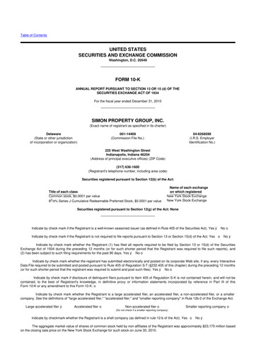 Thumbnail Simon Property Group 10-K Annual Report 