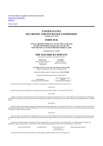 Thumbnail Macerich 10-K Annual Report 2010