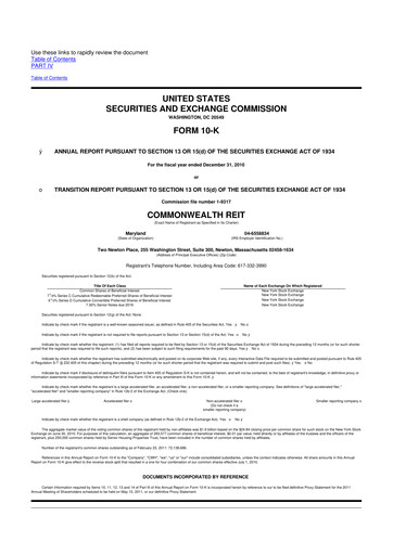 Vorschaubild Equity Commonwealth 10-K Jahresbericht 2010