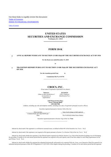 Thumbnail Crocs 10-K Annual Report 