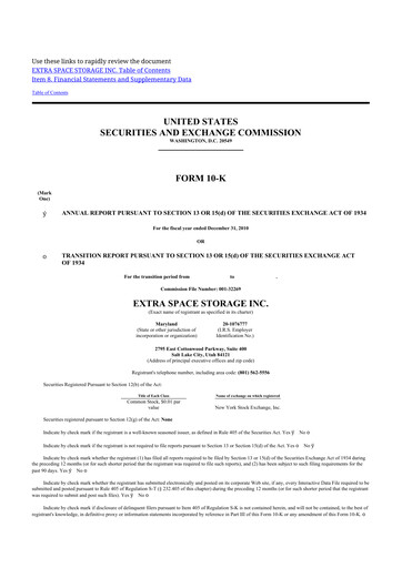 Thumbnail Extra Space Storage
 10-K Annual Report 2010