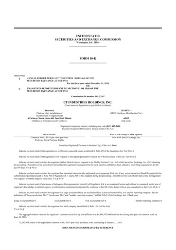 Thumbnail CF Industries
 10-K Annual Report 2010