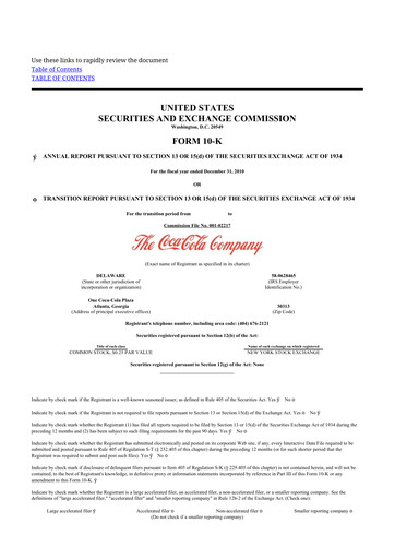 Thumbnail Coca-Cola 10-K Annual Report 2010