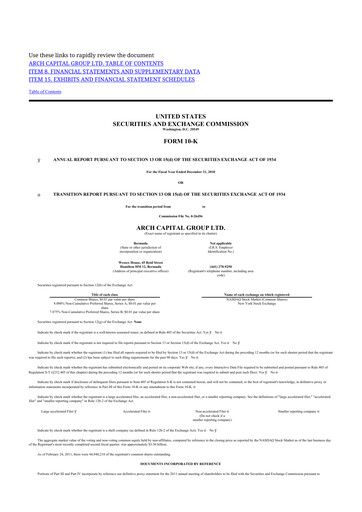 Miniature Arch Capital 10-K Rapport annuel 2010