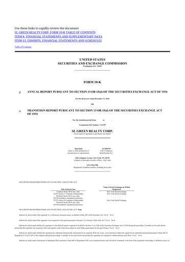 Miniature SL Green Realty
 10-K Rapport annuel 2010