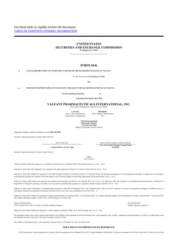 Thumbnail Bausch Health
 10-K Annual Report 2010