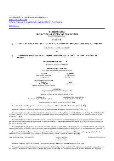 Thumbnail Arbor Realty Trust
 10-K Annual Report 