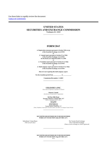 Thumbnail Celestica 20-F Annual Report 