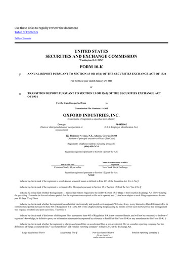 Thumbnail Oxford Industries
 10-K Annual Report 