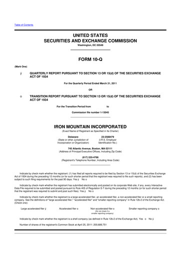Thumbnail Iron Mountain 10-Q Quarterly Report FY2011 