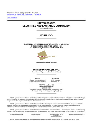 Thumbnail Intrepid Potash
 10-Q Quarterly Report FY2011 