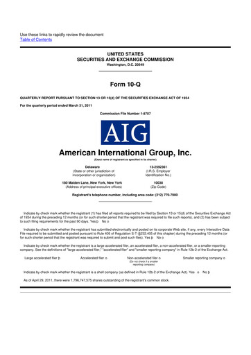 Miniature American International Group 10-Q Rapport trimestriel 2011 