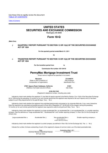Thumbnail PennyMac Mortgage Investment Trust 10-Q Quarterly Report FY 