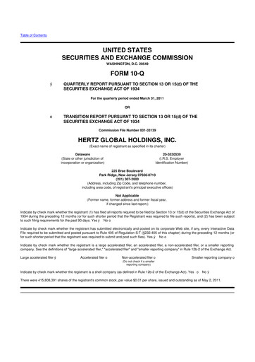 Thumbnail Herc Holdings
 10-Q Quarterly Report FY2011 