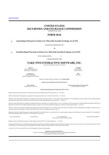 Thumbnail Take-Two Interactive
 10-K Annual Report 2011