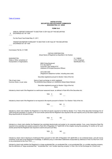 Thumbnail Cintas 10-K Annual Report 2011