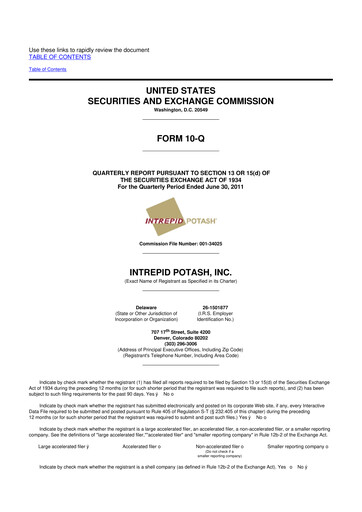 Thumbnail Intrepid Potash
 10-Q Quarterly Report FY2011 