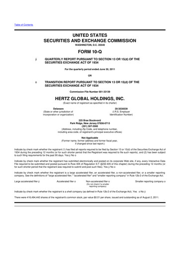 Thumbnail Herc Holdings
 10-Q Quarterly Report FY2011 