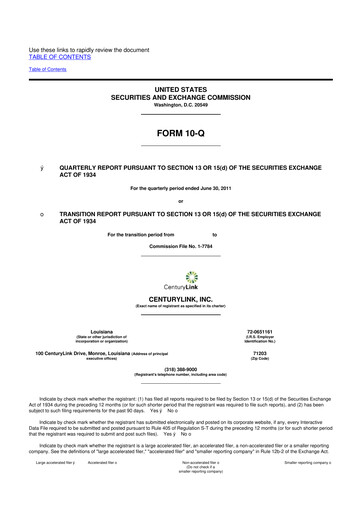 Vorschaubild Lumen Technologies 10-Q Quartalsbericht 2011 