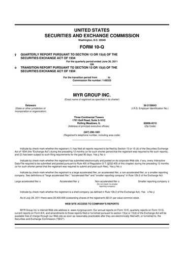 Thumbnail MYR Group 10-Q Quarterly Report FY2011 
