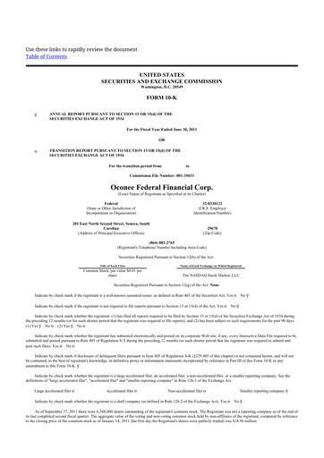 Thumbnail Oconee Federal Financial 10-K Annual Report 