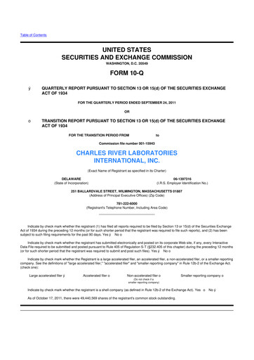 Miniature Charles River Laboratories
 10-Q Rapport trimestriel 2011 