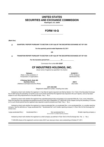 Miniature CF Industries
 10-Q Rapport trimestriel 2011 
